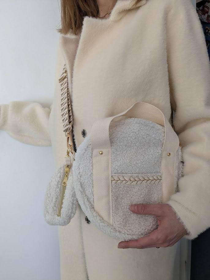Ensemble sac rond et porte monnaie clipsable en sherpa