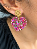 Boucles d'oreilles Cœur Rose– Résine artisanale