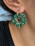 Boucles d'oreilles Fleur verte – Résine artisanale