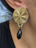 Boucles d’oreilles Soleil Doré et Goutte Noire
