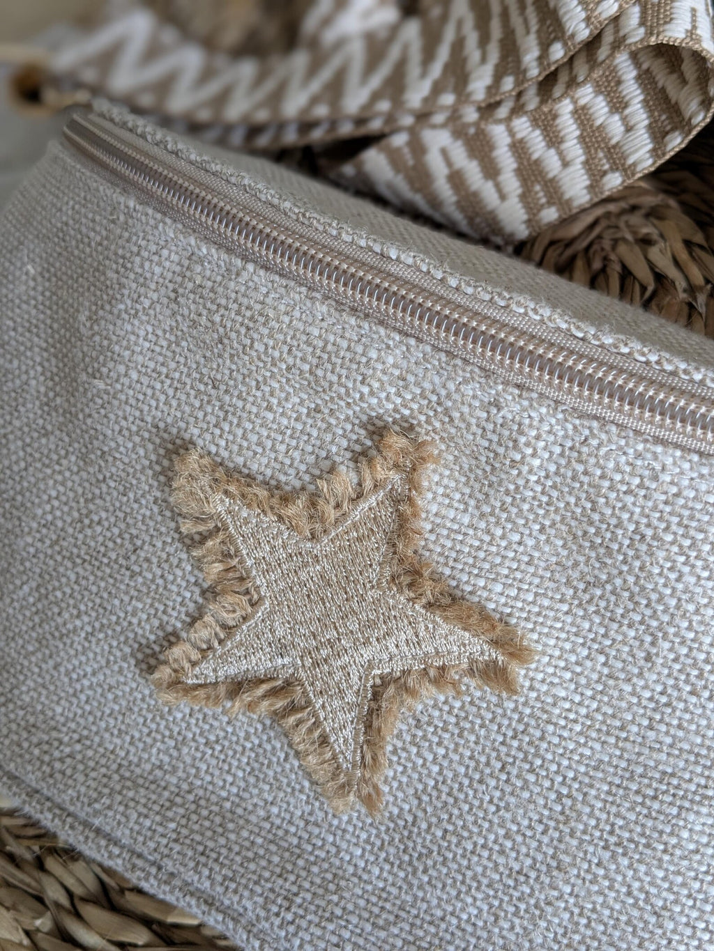 Sac banane bandoulière en lin avec large sangle