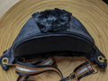 Sac banane bandoulière bi-matière en fourrure noire et suédine noire avec large sangle